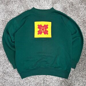 Vintage Hawaii Hibiscus Sweatshirt Hanes Activewear Green Crewneck Adult S USA